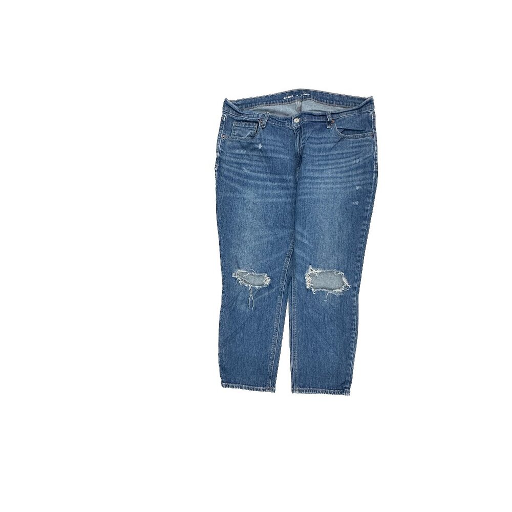 Old Navy Mid Rise Boyfriend Distressed Women's size 16 Dark Wash Blue Denim Jean